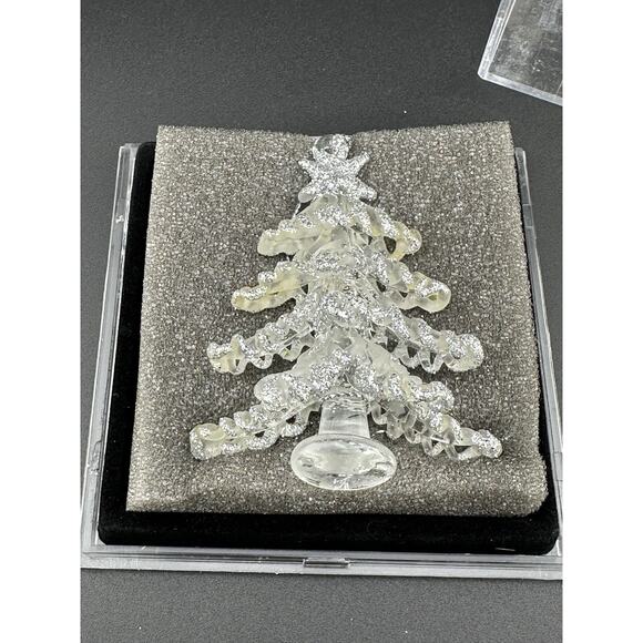 Vintage Hand Spun Glass Christmas Tree Ornament 3" Silver Accents Frosted NIB - Picture 3 of 9